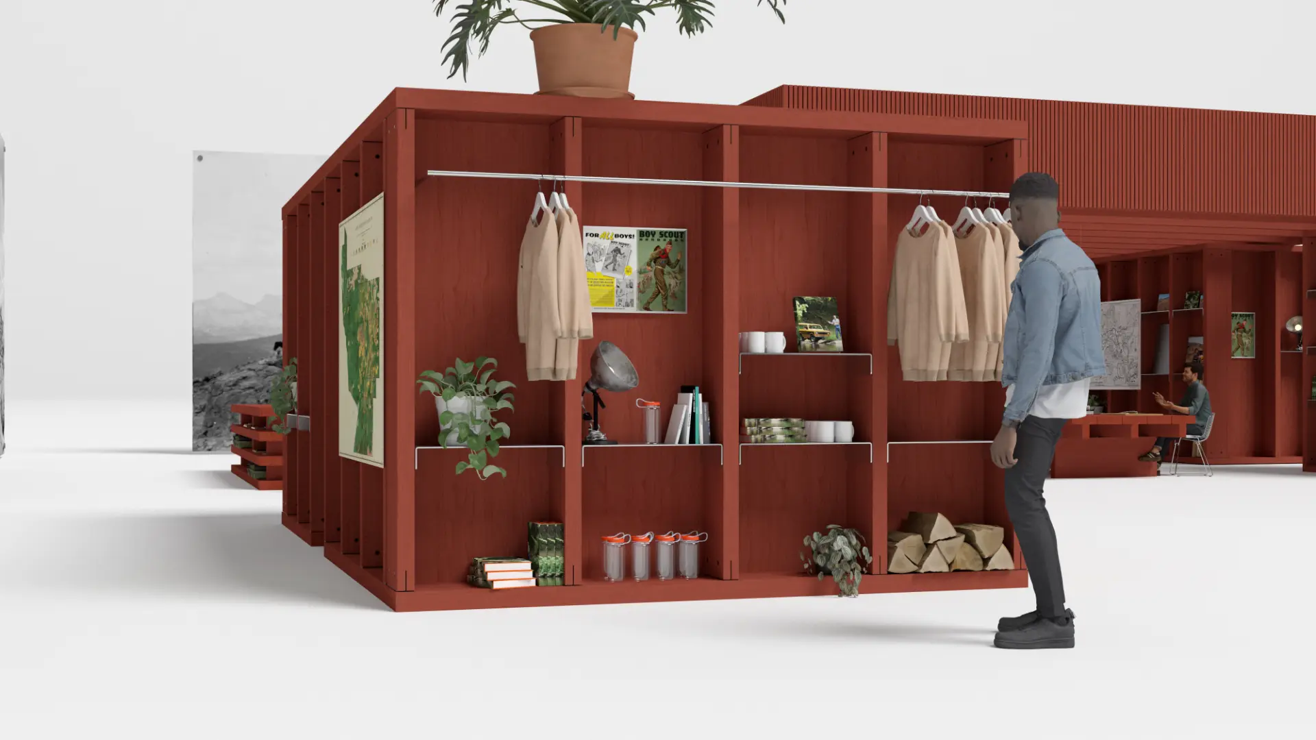 Retail and merchandise wall vignette