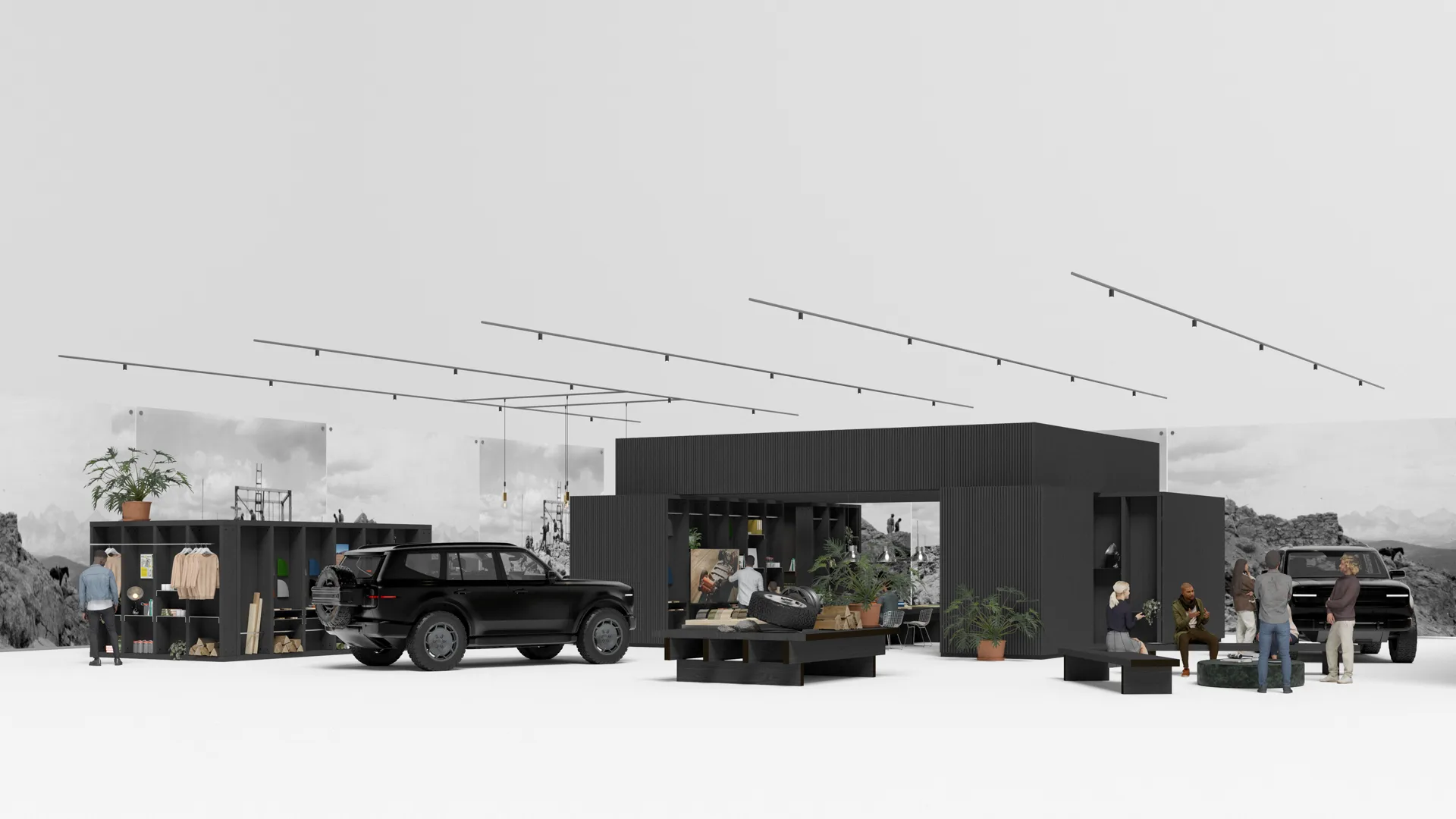 Perspective view of the pop-up structure in black