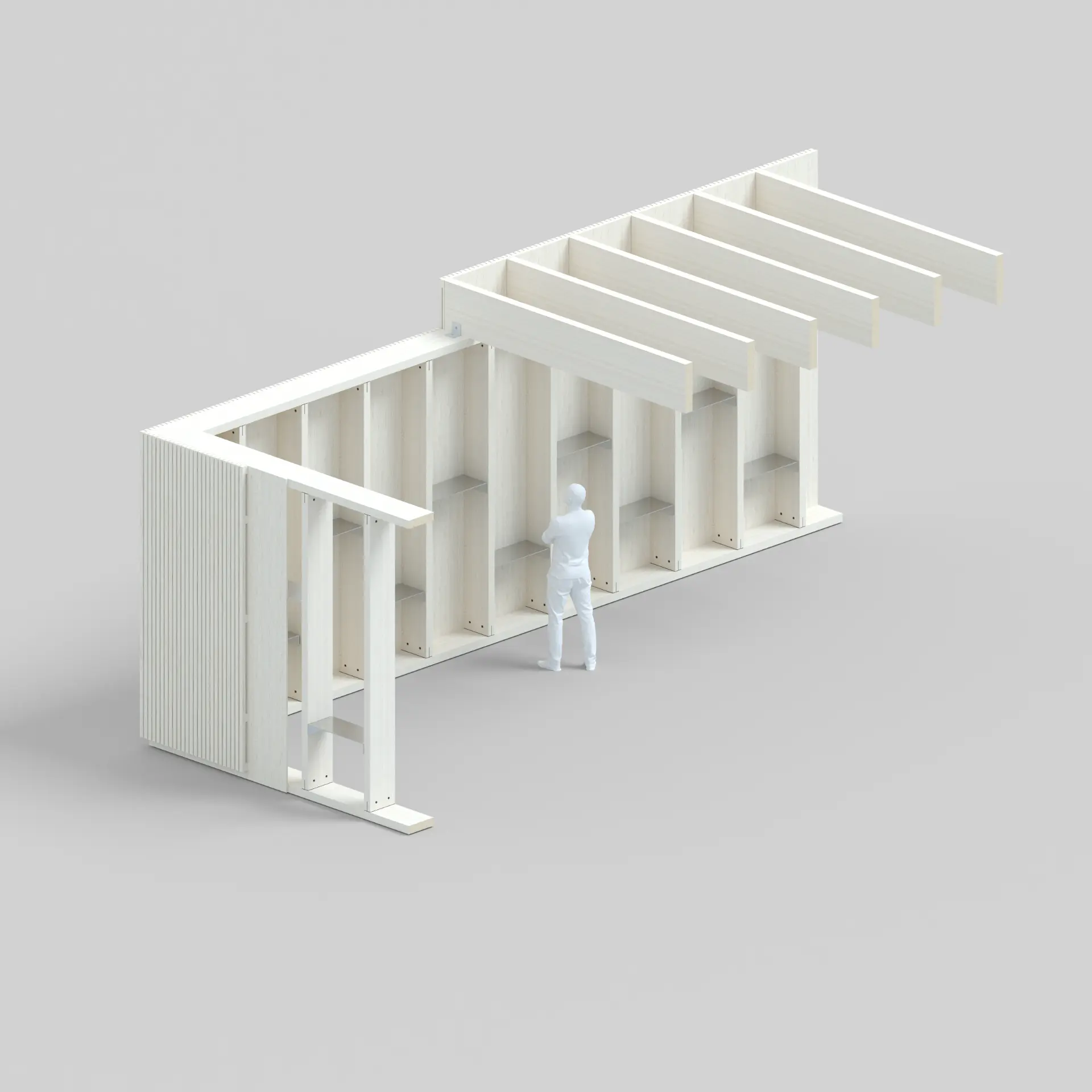 Framing system rendered in white